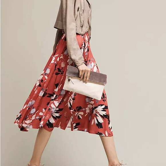 YUMI KIM celma midi skirt boho floral print button front anthropologie size L - Picture 3 of 9